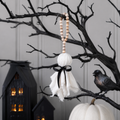 13" Wood Bead Ornament - Ghost | White, Black and Natural
