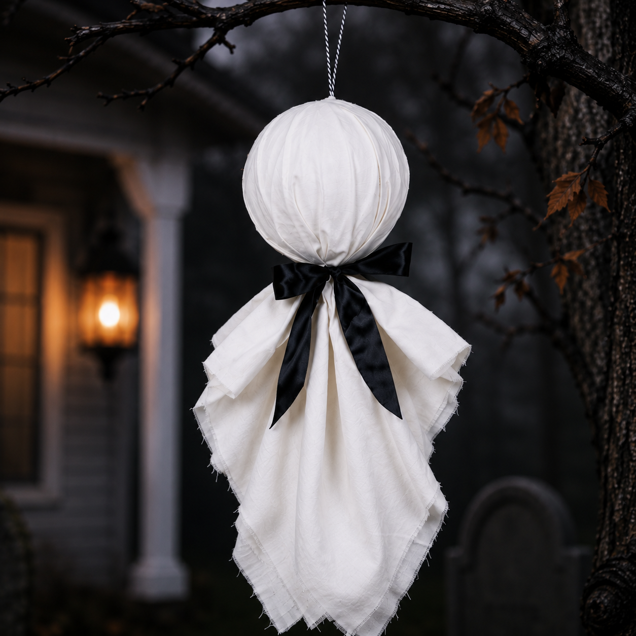 26" Cloth Hanging Ornament - Ghost | White and Black