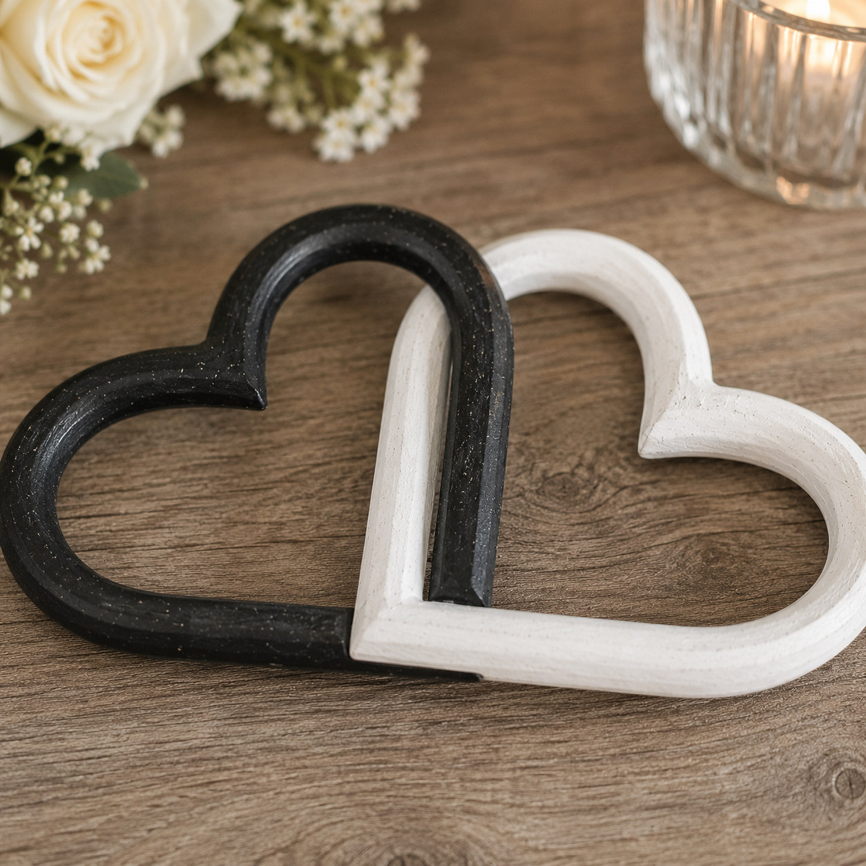 9" Wood Chunky Chain - Hearts | Black and White | You and Me Collection