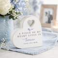 4" Reversible Wood Heart Tabletop - A Piece Of My Heart Lives In Heaven | Multicolor | Remember When Collection