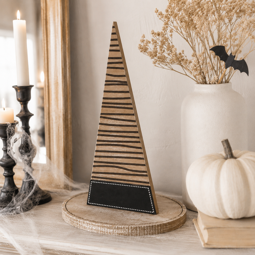 13.75" Wood Witch Hat - Stripe | Multicolor