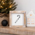 5" Reversible Wood Frame Sign - Candy Cane/Apple | White, Black and Red