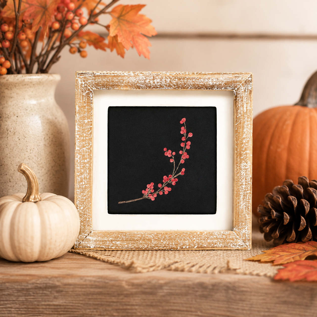 7" Reversible Wood Frame Sign - Berry/Acorn | Multicolor