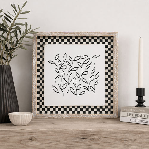 13" Reversible Wood Frame Sign - Reindeer/Leaves | Multicolor