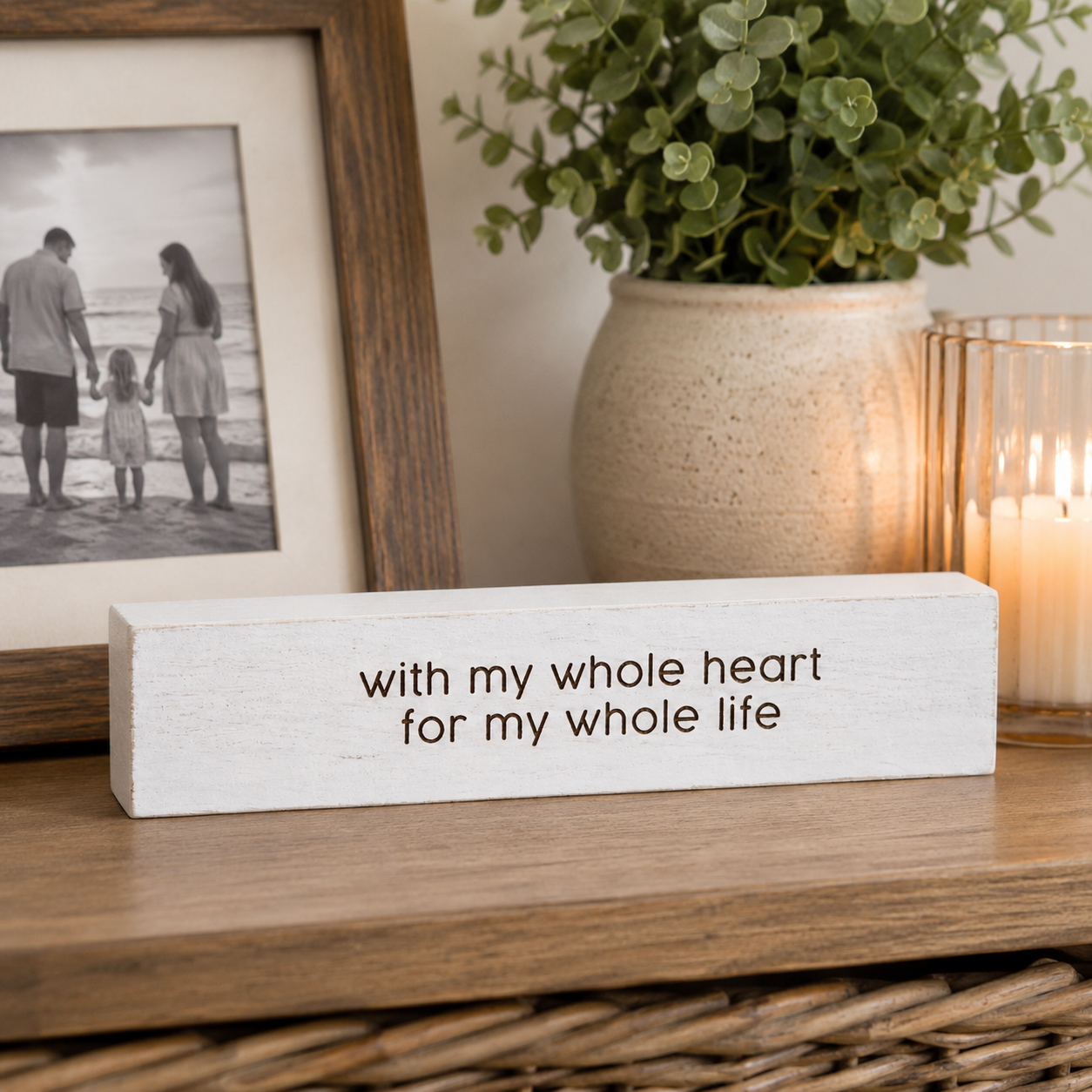 10" Reversible Wood Block - Heart | White and Black | Remember When Collection