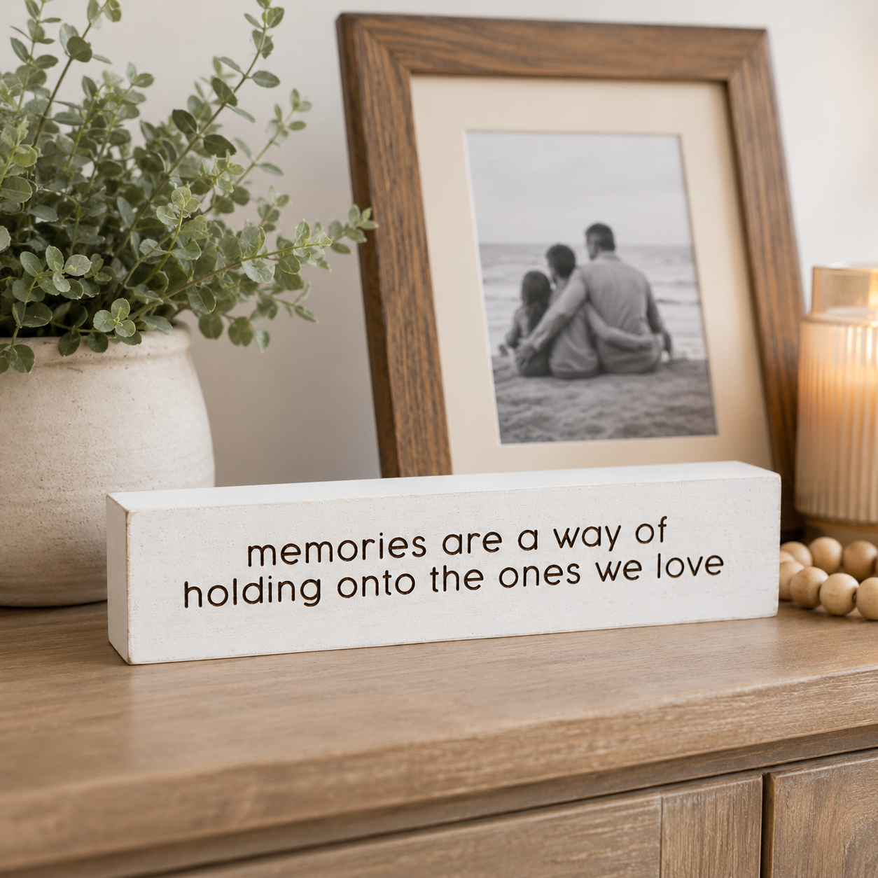 10" Reversible Wood Block - Heart | White and Black | Remember When Collection