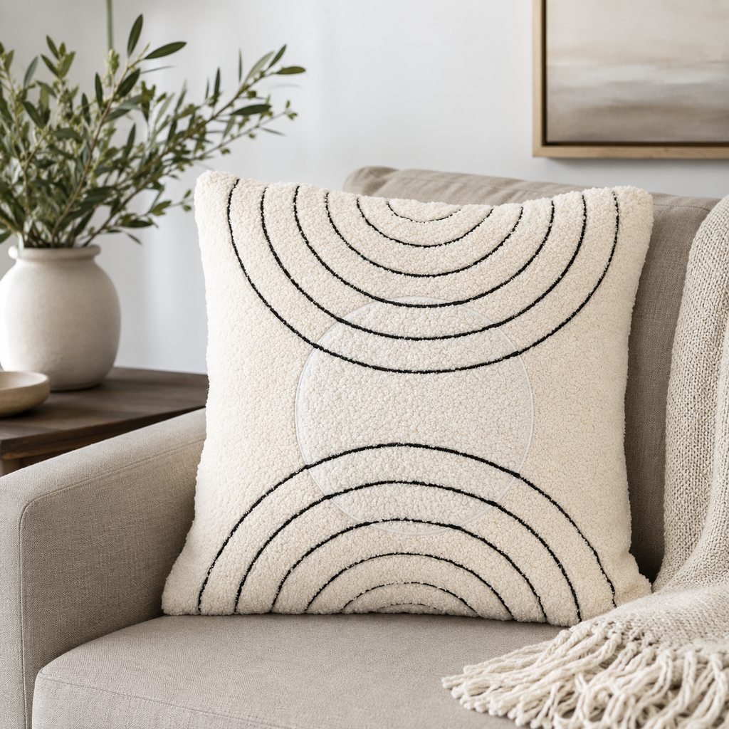 16" x 16" Reversible Pillow - Circles | Multicolor | Neutral Mod Collection