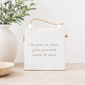 4" Reversible Wood Hanging Sign - Peace/Want | White and Black