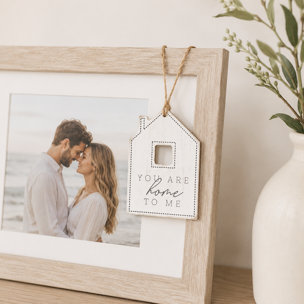 5" Reversible Wood Tag - You Are Home To Me | White and Gray