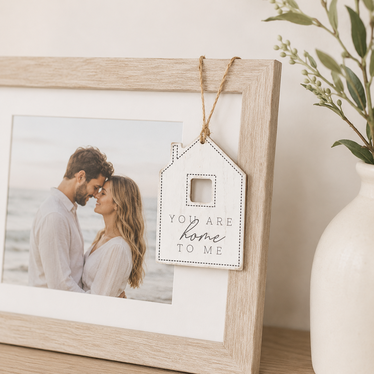 5" Reversible Wood Tag - You Are Home To Me | White and Gray