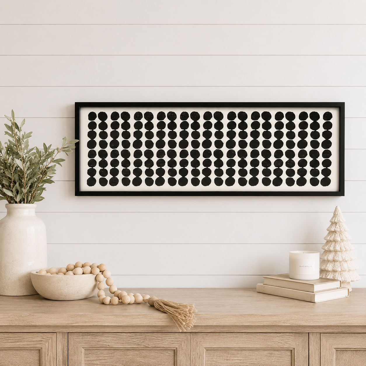 47" x 17" Reversible Wood Frame Sign - Arch/Dots | White and Black