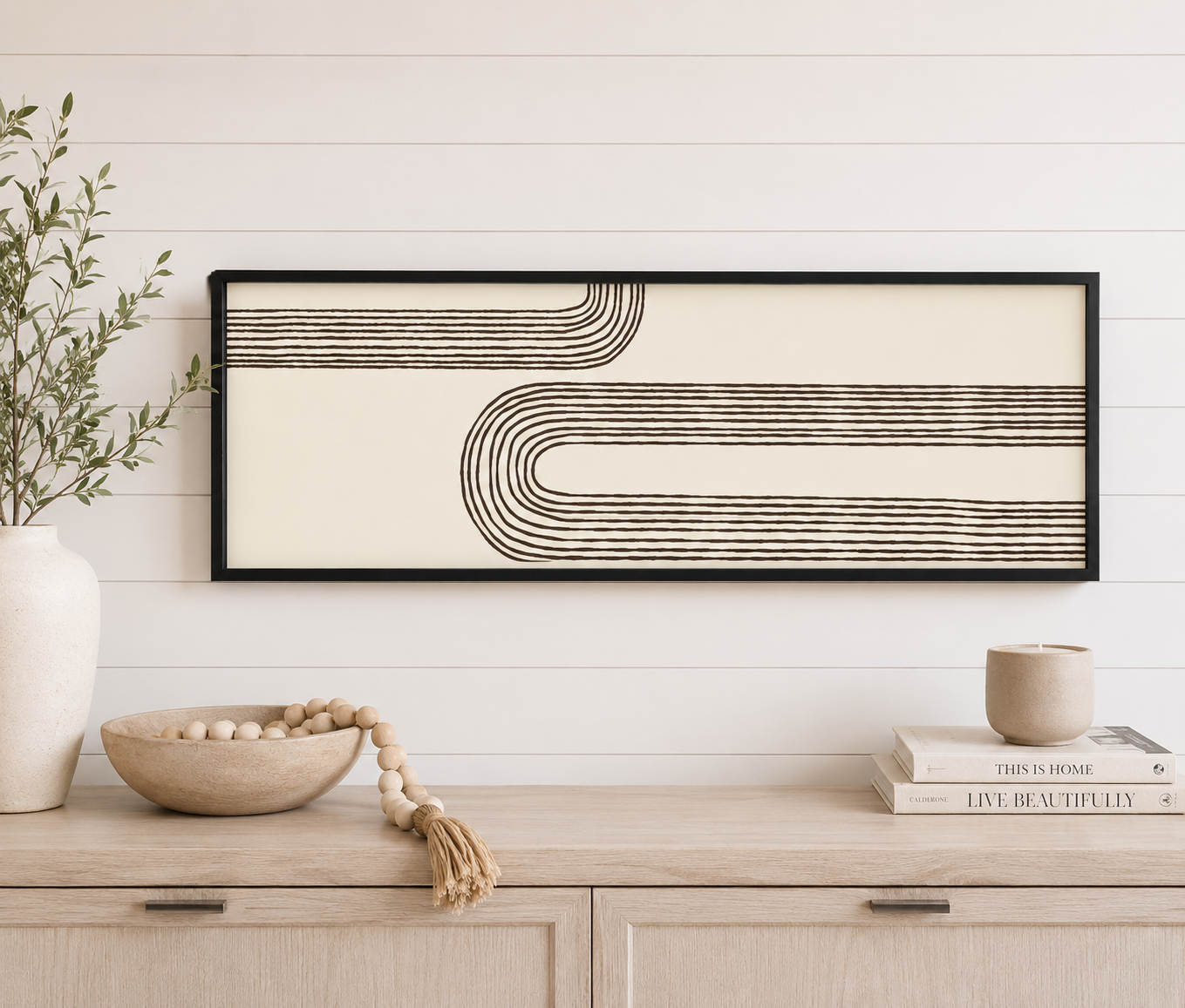 47" x 17" Reversible Wood Frame Sign - Arch/Dots | White and Black