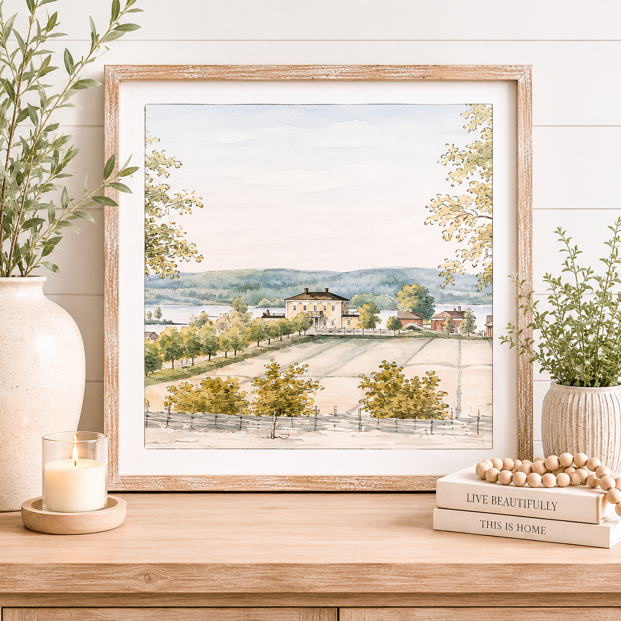 25" Reversible Wood Frame Sign - Flower/Landscape | Multicolor