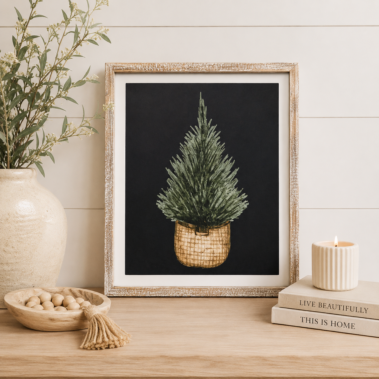 16" x 19" Reversible Wood Frame Sign - Pinetree/Leaves | Multicolor