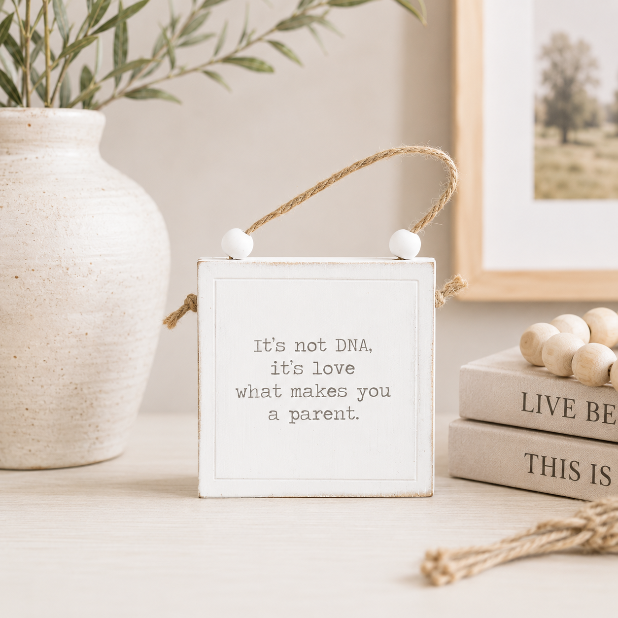 4" Reversible Wood Hanging Sign - DNA/Grandparent | White and Black | Mother's Day Collection