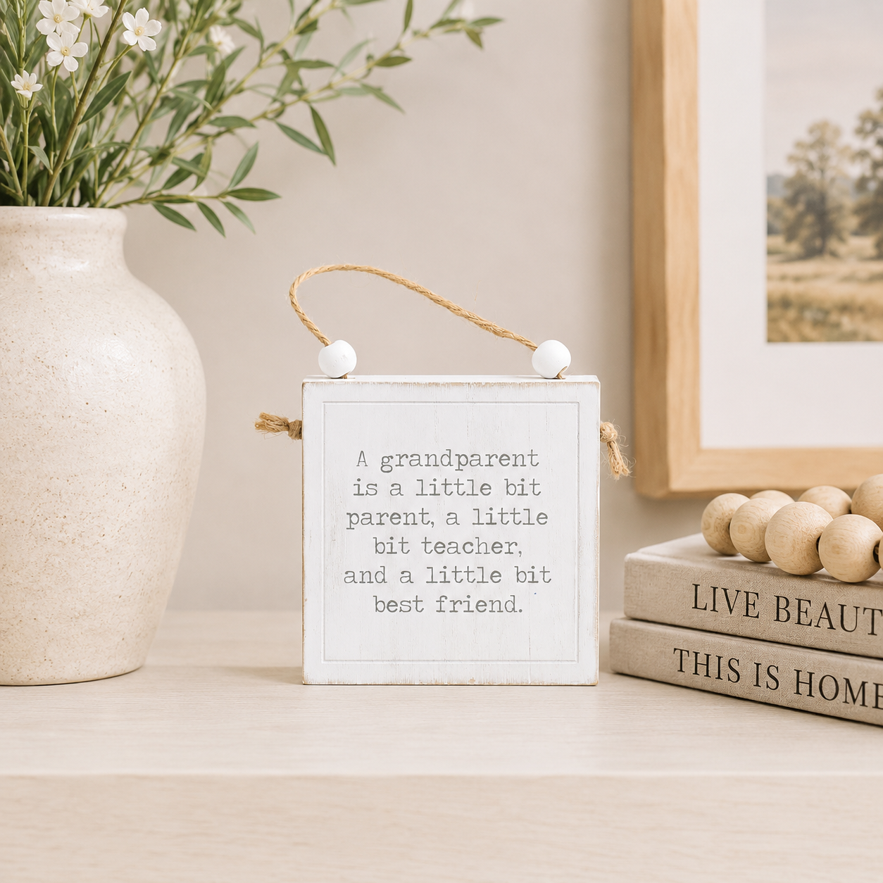 4" Reversible Wood Hanging Sign - DNA/Grandparent | White and Black | Mother's Day Collection