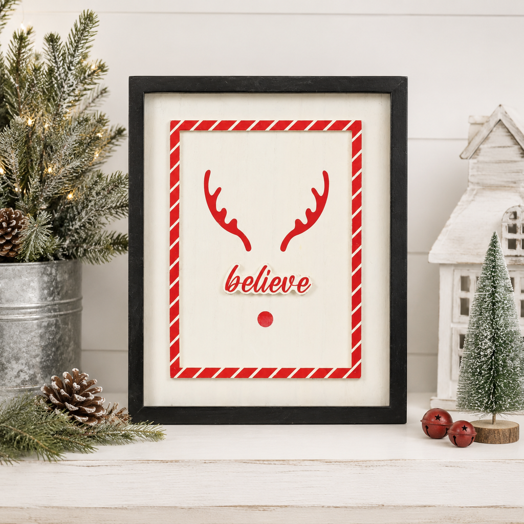 10" x 13" Reversible Wood Frame Sign - Believe/Sun | Multicolor