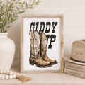 9" x 13" Reversible Wood Frame Sign - Giddy Up/Boots | Multicolor | Giddy Up Collection