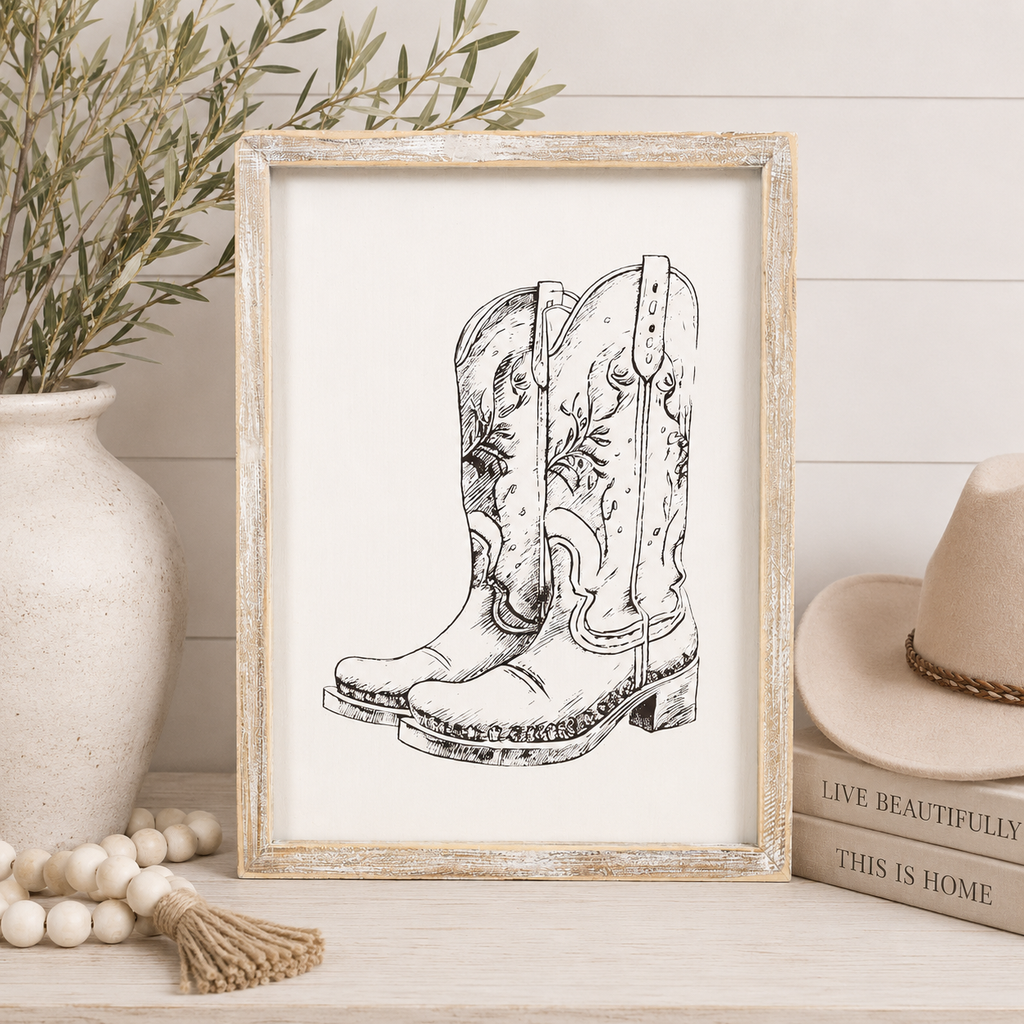 9" x 13" Reversible Wood Frame Sign - Giddy Up/Boots | Multicolor | Giddy Up Collection