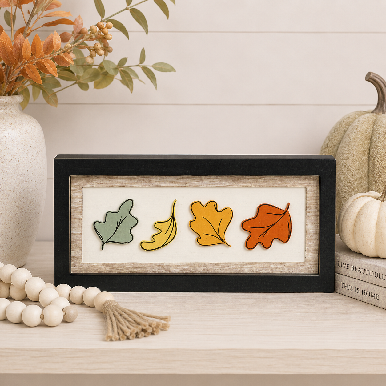 13" x 6" Reversible Wood Frame Sign - Relax/Leaves | Multicolor