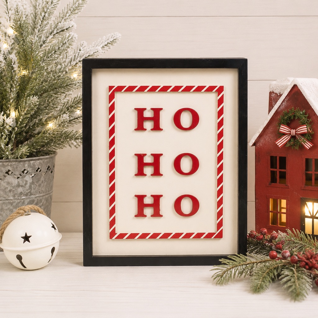 10" x 13" Reversible Wood Frame Sign - Ho Ho Ho/Moon | Multicolor