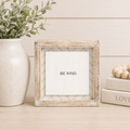 6" Reversible Wood Frame Sign - Kind/Random | White and Black | Herringbone Collection