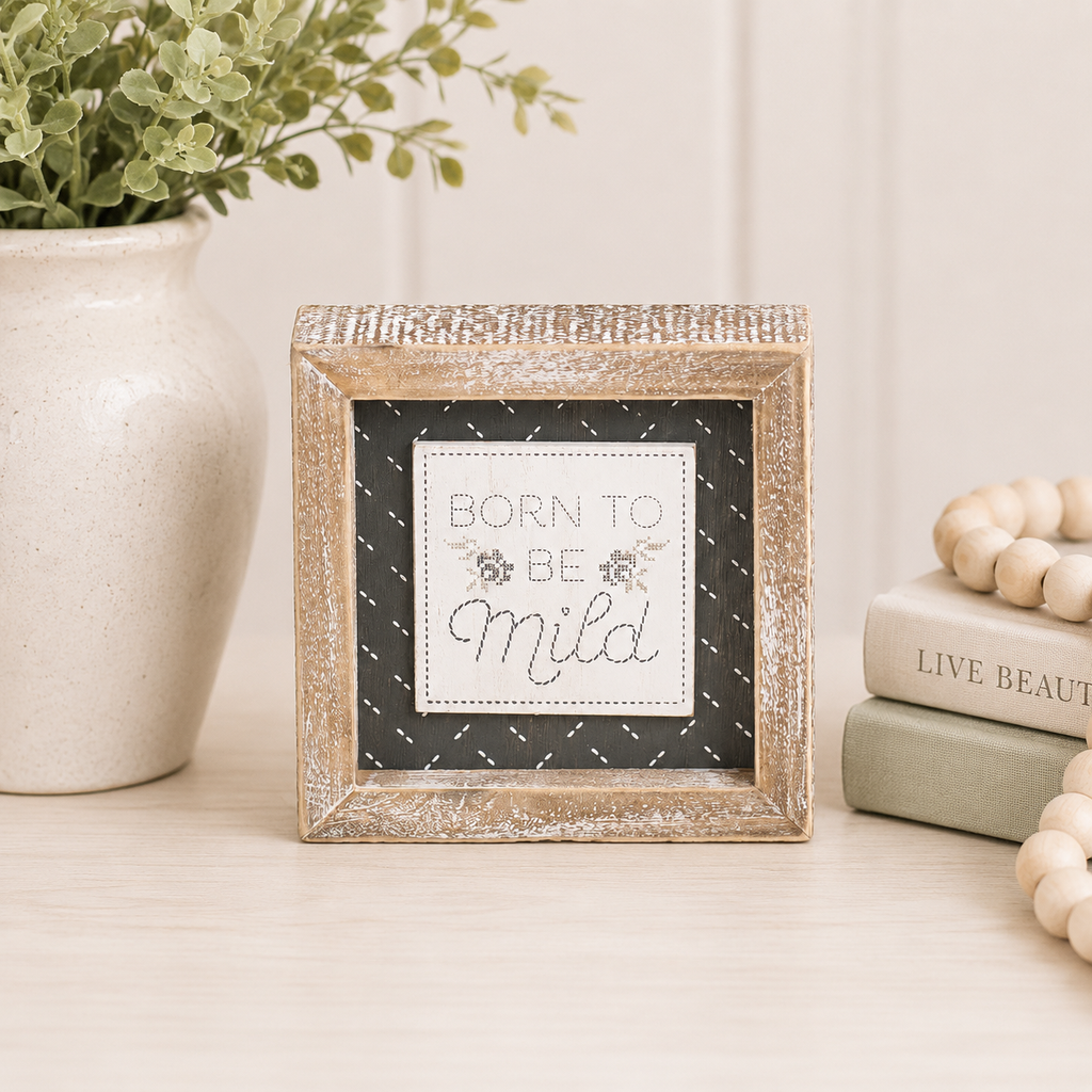 5" Reversible Wood Frame Sign - Mild/Nope | White and Gray | Cozy Cottage Collection
