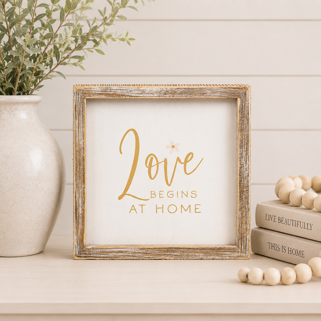 8" Reversible Wood Frame Sign - Remember/Love | Multicolor