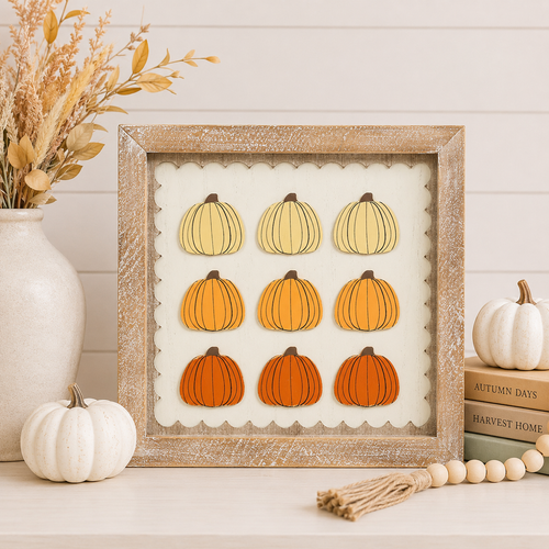 10" Reversible Wood Frame Sign - Pumpkins | Multicolor | Spookable Collection