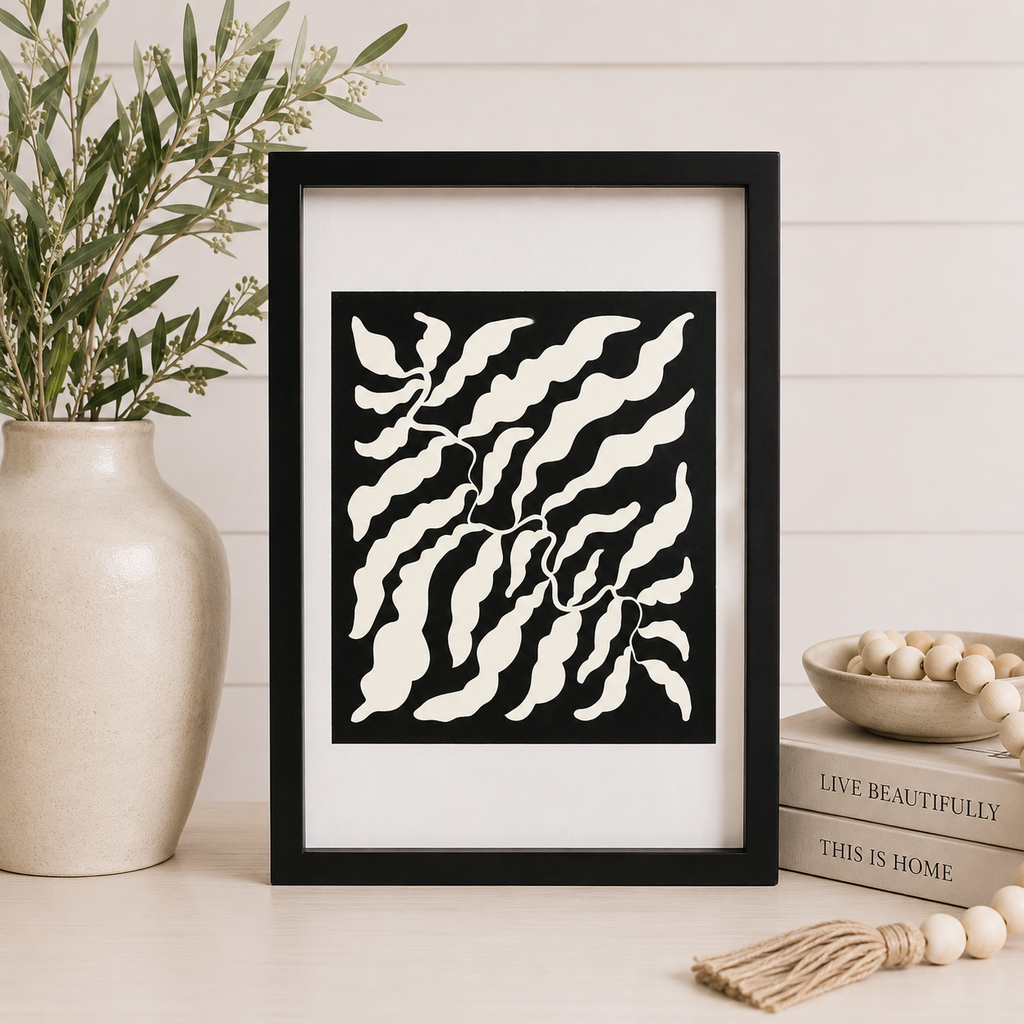 9" x 13" Reversible Wood Frame Sign - Floral | White and Black