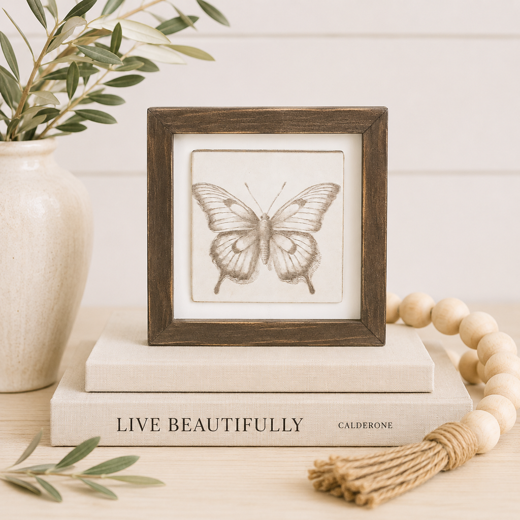 7" Reversible Wood Frame Sign - Bird/Butterfly | Multicolor | Gileadensis Collection