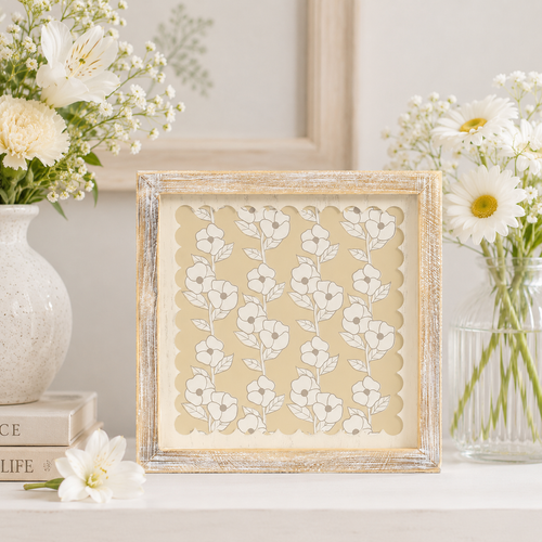 10" Reversible Wood Frame Sign - Flower | Multicolor | Scallop Collection