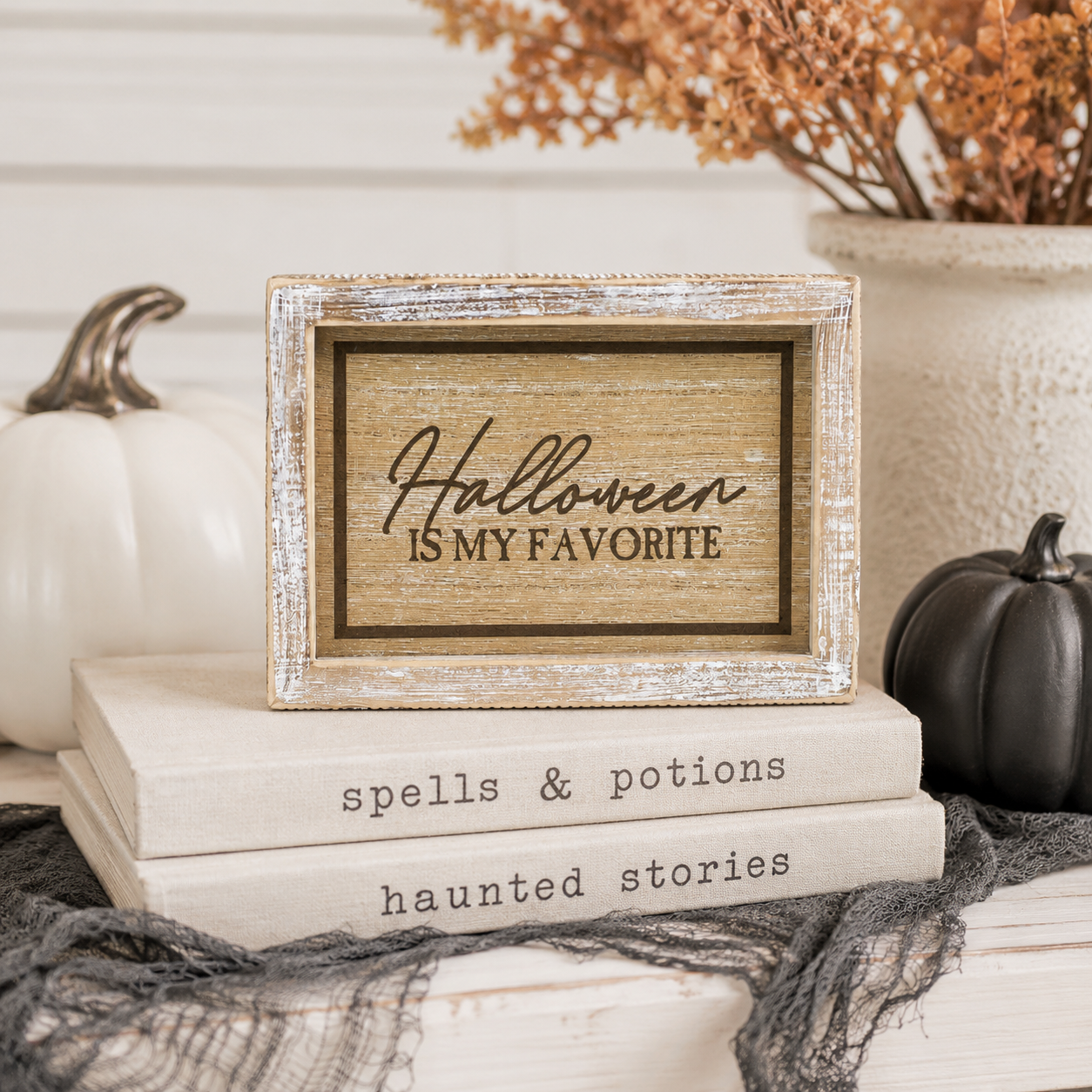 7" x 5" Reversible Wood Frame Sign - Halloween/Hello Fall | Multicolor