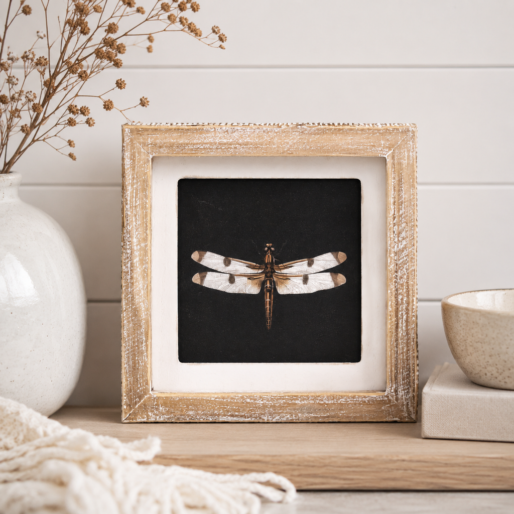 8" Reversible Wood Frame Sign - Dragonfly/Butterfly | Multicolor