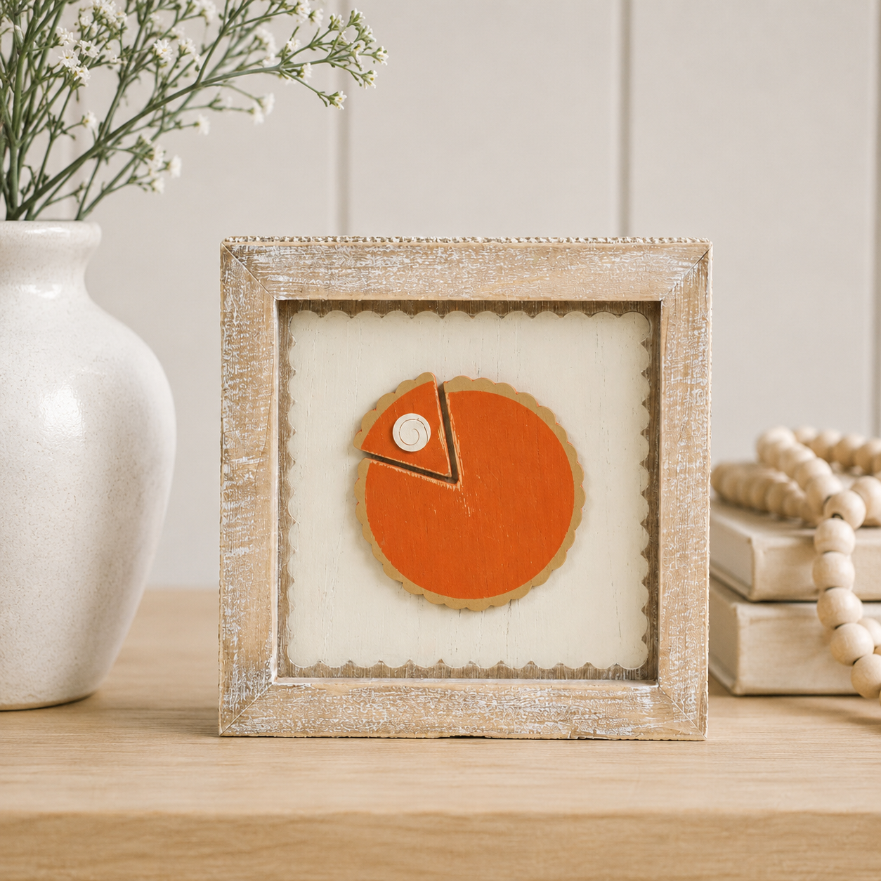 7" Reversible Wood Frame Sign - Broom/Pie | Multicolor | Pumpkins and Sweets Collection