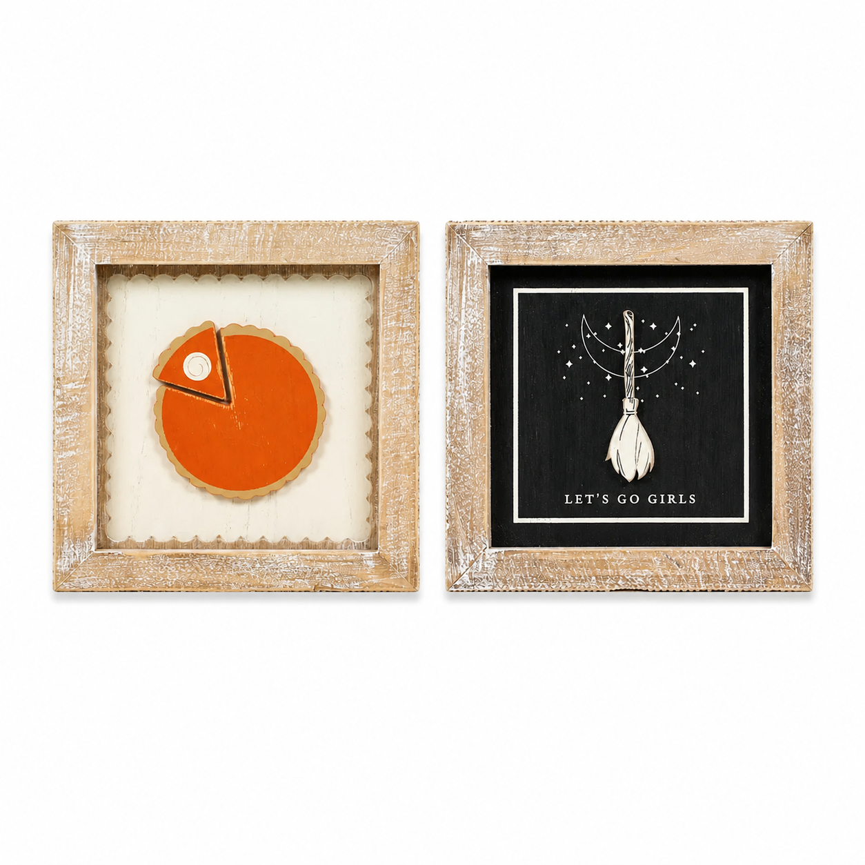 7" Reversible Wood Frame Sign - Broom/Pie | Multicolor | Pumpkins and Sweets Collection