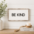 14" x 25" Wood Frame Sign Set - Pine Tree/Be Kind | White (Set of 2)
