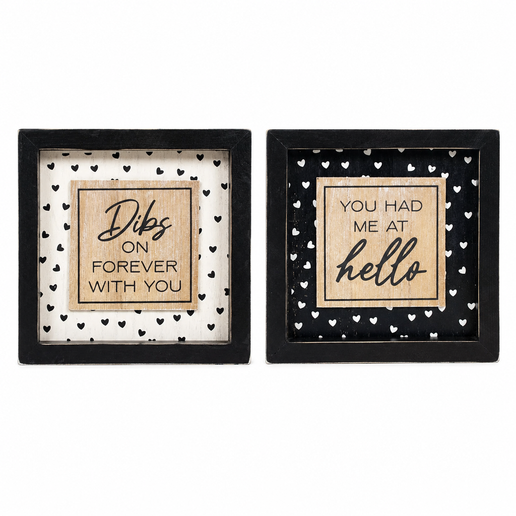 7" Reversible Wood Frame Sign - Dibs/Hello | Multicolor | You and Me Collection