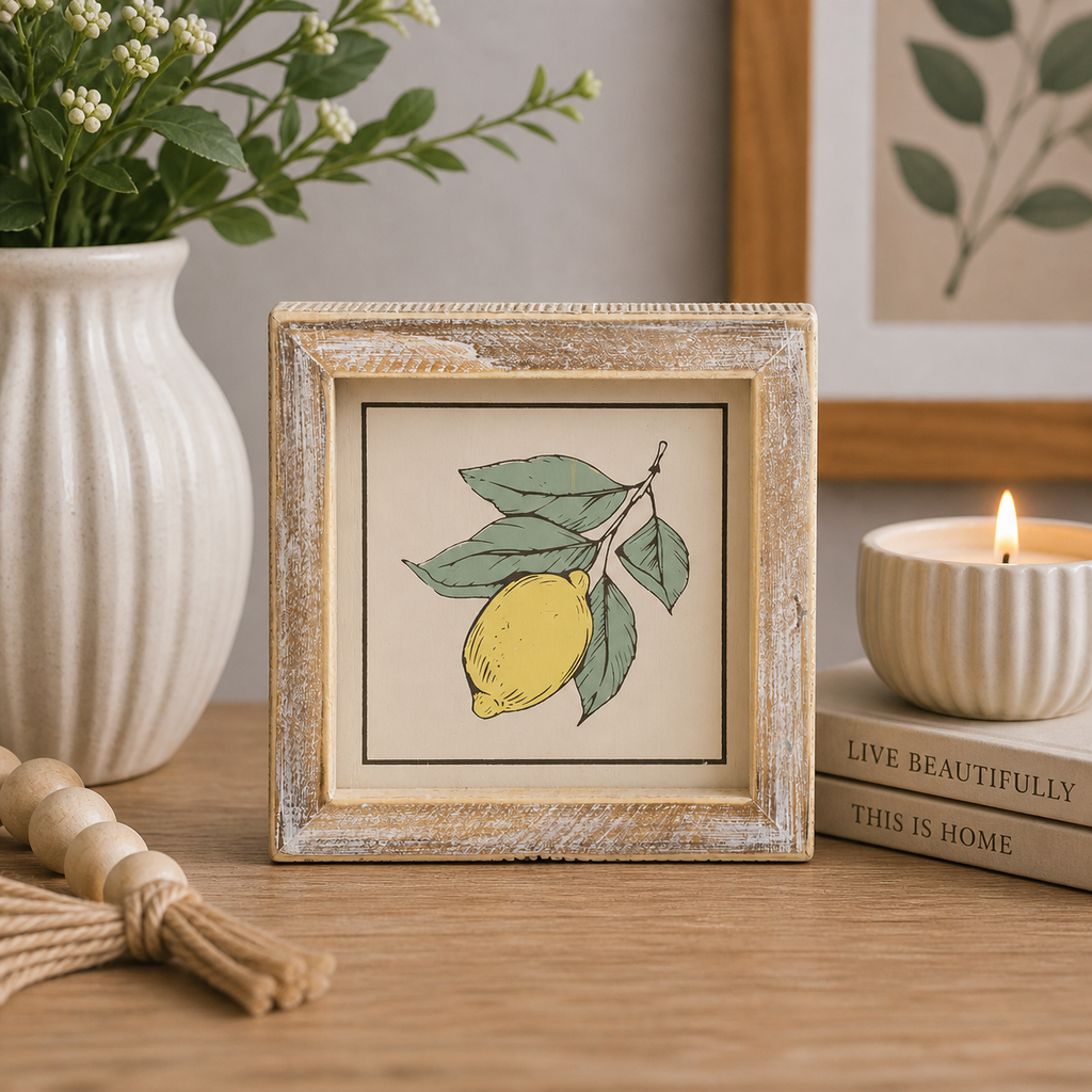 5" Reversible Wood Frame Sign - Star/Lemon | American Summer Collection