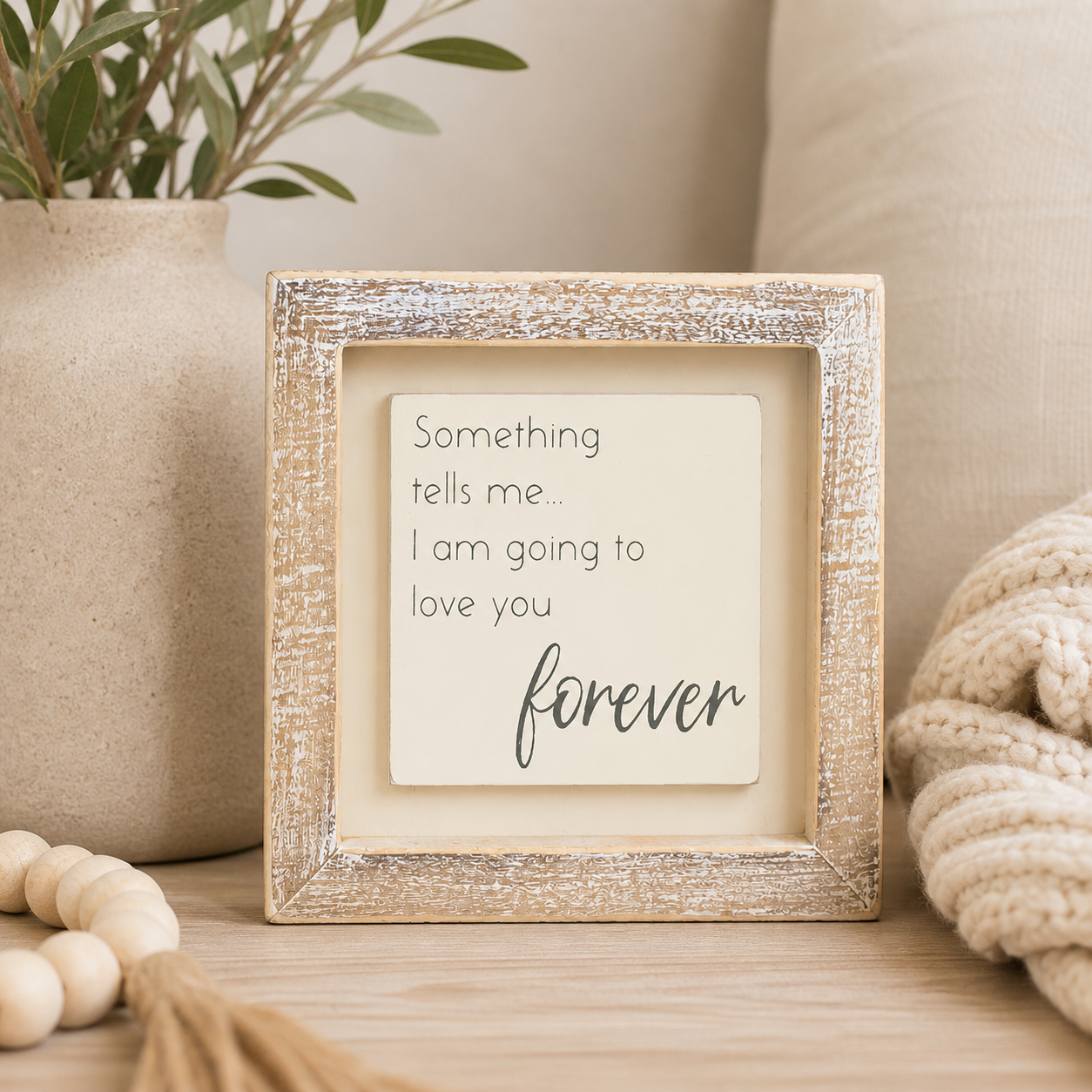 5" Wood Frame Sign - Love You Forever | White and Gray