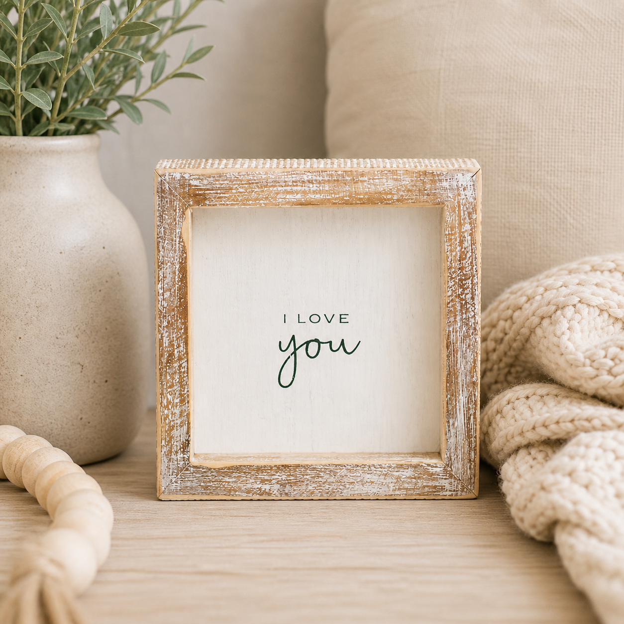 5" Wood Frame Sign - I Love You