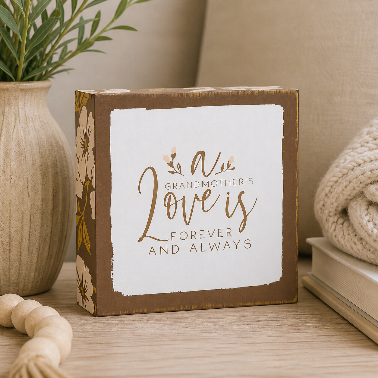 5" Reversible Wood Frame Sign - Grandma Love/Forever