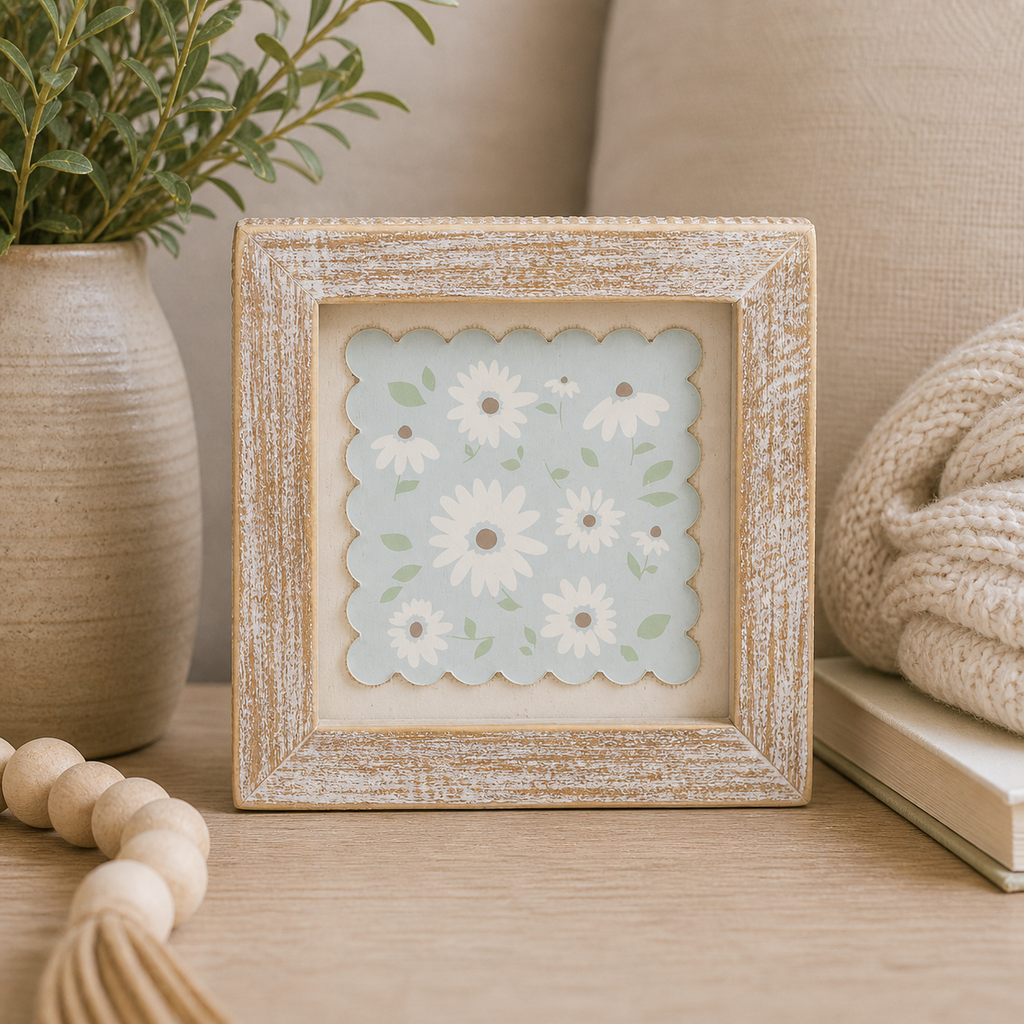 5" Reversible Wood Frame Sign - Daisy