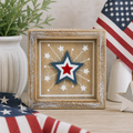 5" Reversible Wood Frame Sign - Stars/Peach