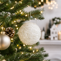 4" Jewel Ball Ornament - White