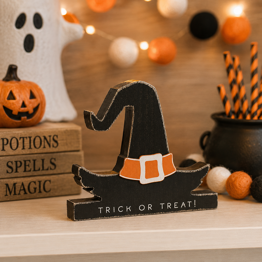 7" Chunky Wood Shape - Witch Hat | Pumpkins and Sweets Collection