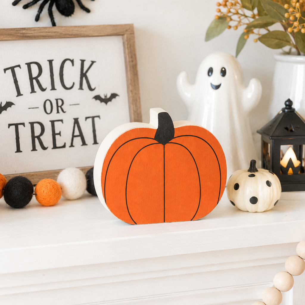 6" Chunky Wood Shape - Pumpkin