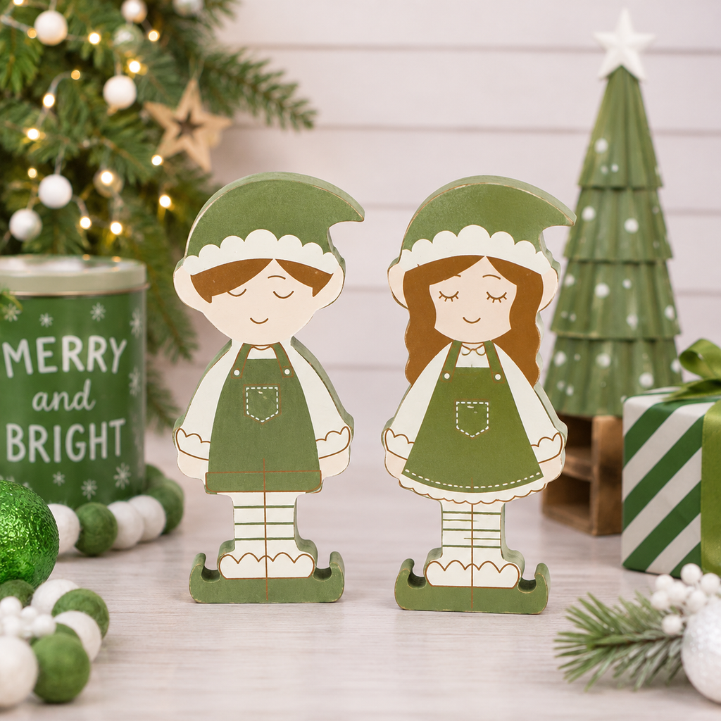 6" Chunky Wood Shape - Boy Elf | Feeling Frosty Collection