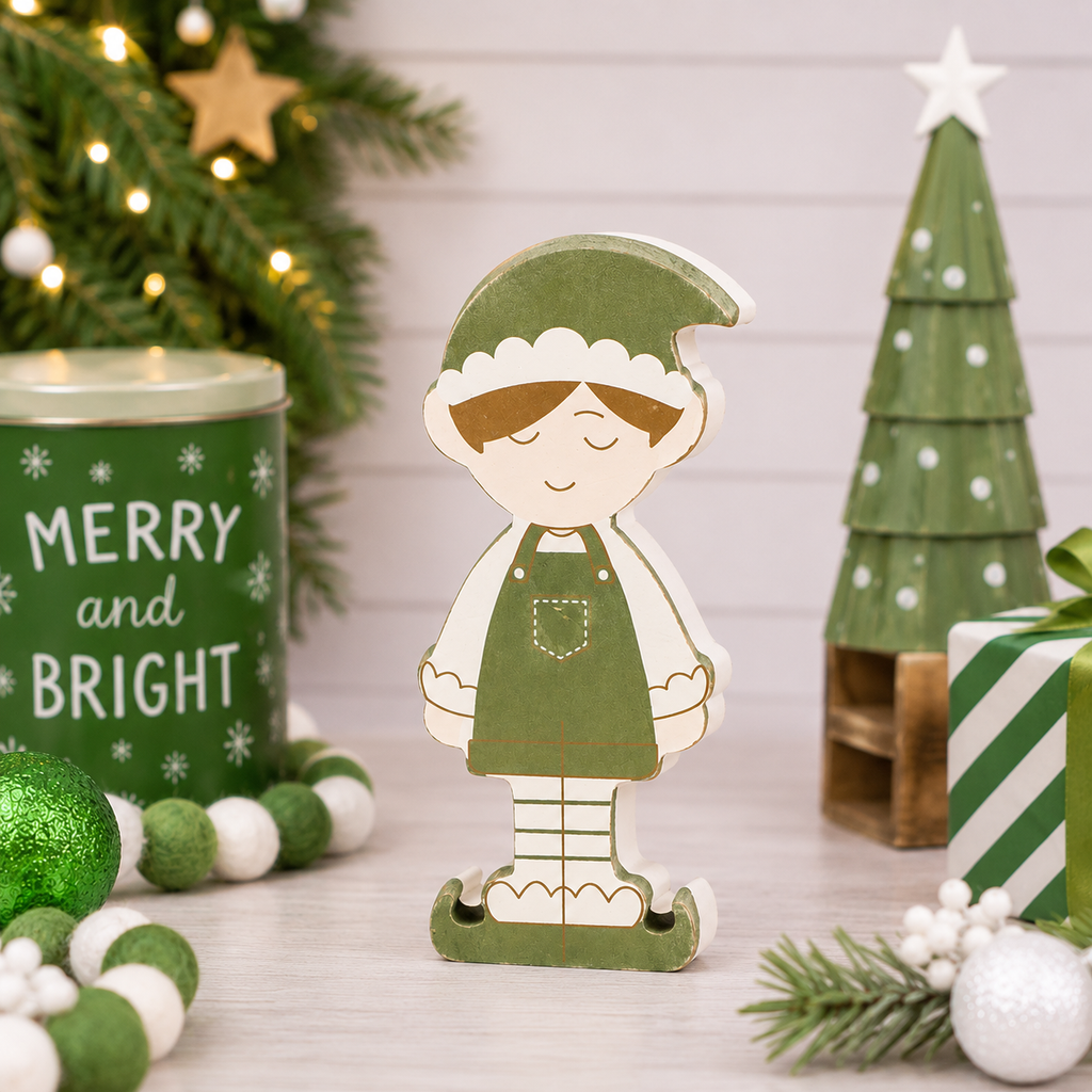 6" Chunky Wood Shape - Boy Elf | Feeling Frosty Collection