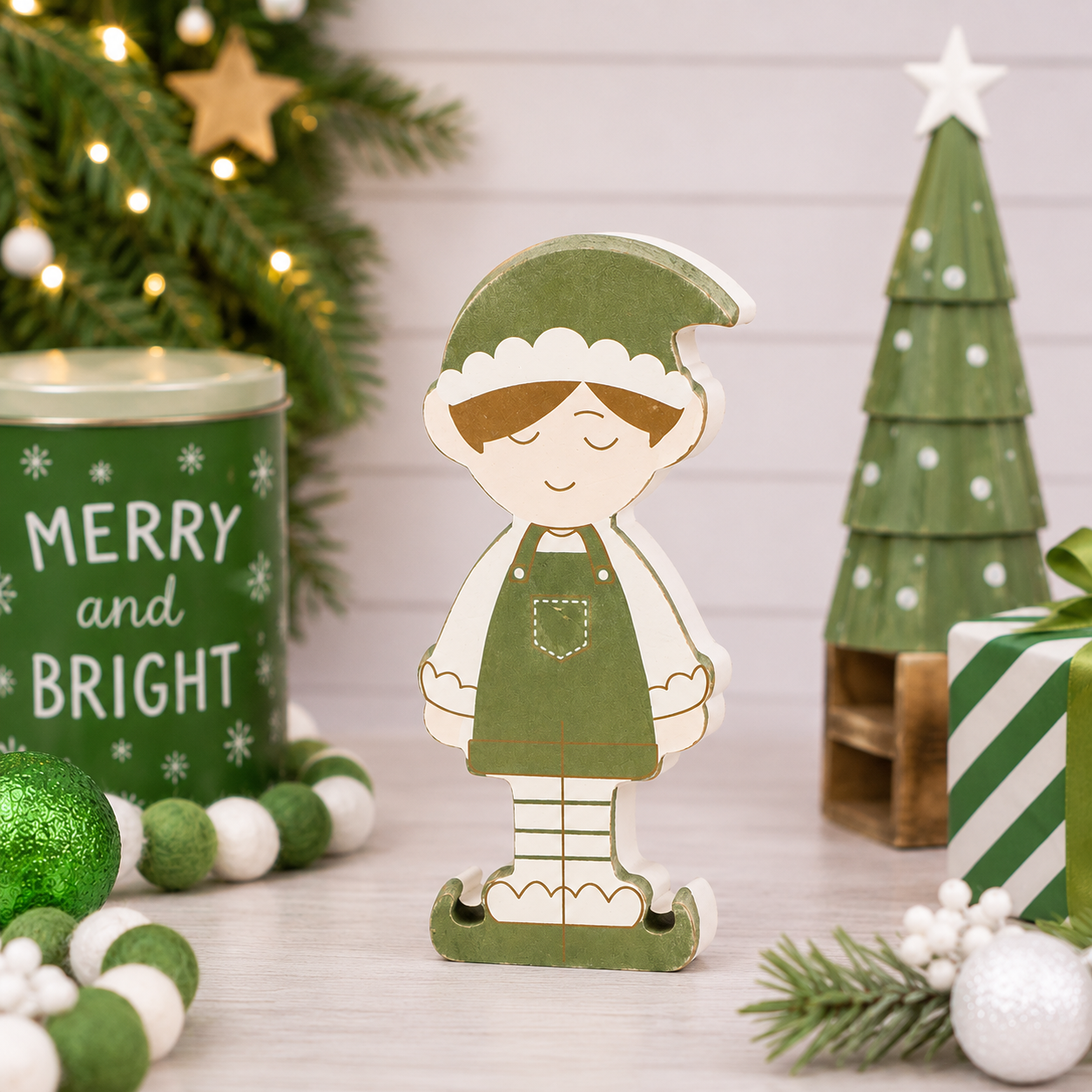6" Chunky Wood Shape - Boy Elf | Feeling Frosty Collection